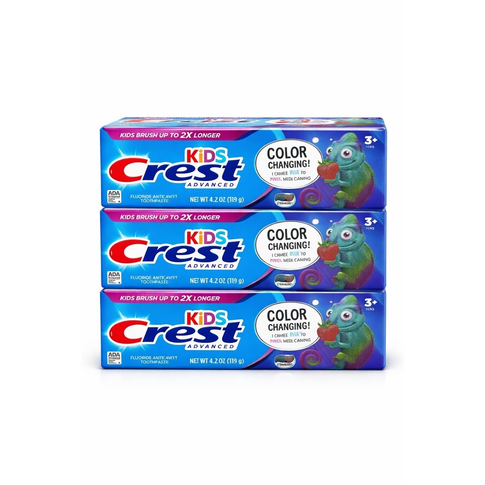 Crest Kids Advanced Color Changing Toothpaste Fluoride 4.2 oz Pack of 3